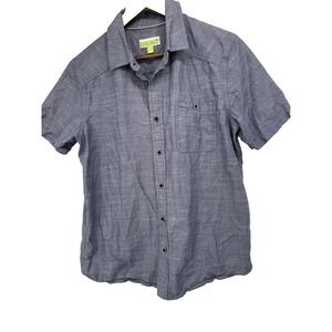 Cariloha Men's M Blue Cotton Bamboo Short Sleeve Button Front Shirt Organic